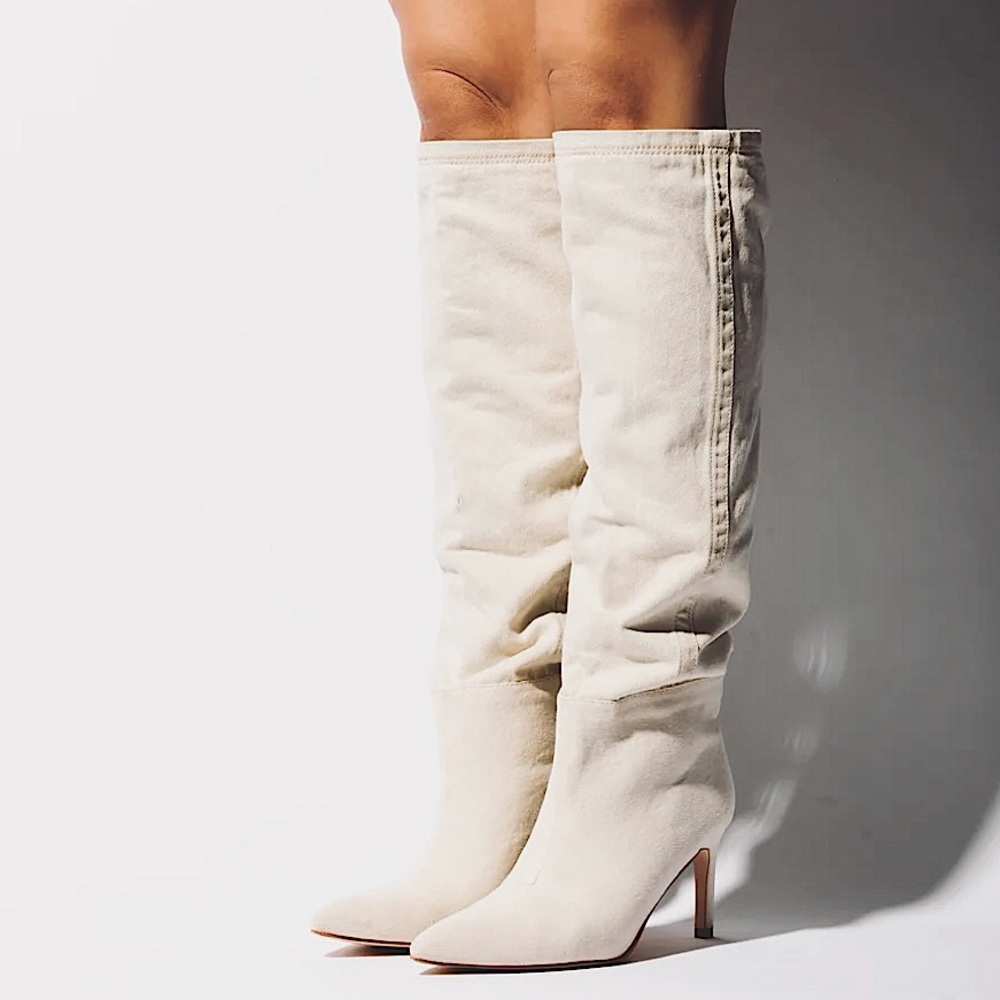 Mata Brand New in Box Cool Denim Boots Off White/Cream Color size 8